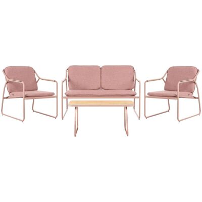 BELIANI Ensemble De Salon De Jardin Moderne En Acier Thermolaqué 4 Places Avec Coussins Table Basse En Verre Trempé Marron Calascio - Publicité BELIANI Ensemble De Salon De Jardin Moderne En Acier Thermolaqué 4 Places Avec Coussins Table Basse En Verre Trempé Marron Calascio - Publicité