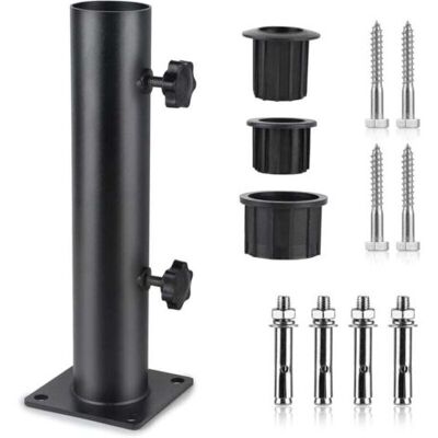 ABYSSE Pied Parasol, Tube De Parasol, Support Parasol Metal Réglable Avec 3 Anneaux De Réduction En Pvc (32/38/48mm), Tube Pour Pied De Parasol Avec 8 Clous En Acier, Noir - Publicité ABYSSE Pied Parasol, Tube De Parasol, Support Parasol Metal Réglable Avec 3 Anneaux De Réduction En Pvc (32/38/48mm), Tube Pour Pied De Parasol Avec 8 Clous En Acier, Noir - Publicité