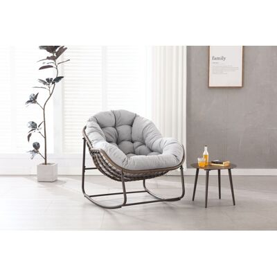 ACKERMAN Fauteuil À Bascule Extérieur Osier Forme Œuf Avec Coussin Épais, Confortable, Pour Patio/jardin/terrasse/balcon, Gris - Publicité ACKERMAN Fauteuil À Bascule Extérieur Osier Forme Œuf Avec Coussin Épais, Confortable, Pour Patio/jardin/terrasse/balcon, Gris - Publicité