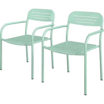 HEAT Ensemble De 2 Chaises De Jardin Empilables, Mobilier D'Extérieur Résistant Aux Intempéries Avec Accoudoirs, 56 X 58 X 78 Cm, Vert - Publicité HEAT Ensemble De 2 Chaises De Jardin Empilables, Mobilier D'Extérieur Résistant Aux Intempéries Avec Accoudoirs, 56 X 58 X 78 Cm, Vert - Publicité