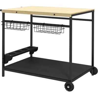 ACKERMAN Desserte De Jardin Avec 2 Niveaux, Chariot De Barbecue Avec Panier De Rangement Et Porte-gobelets En Sapin Pour Grillades Et Cuisine - Publicité ACKERMAN Desserte De Jardin Avec 2 Niveaux, Chariot De Barbecue Avec Panier De Rangement Et Porte-gobelets En Sapin Pour Grillades Et Cuisine - Publicité