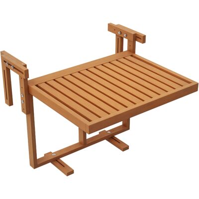 ARRIGONI Table De Balcon Suspendue En Bois Pliable Plateau Rectangulaire Hauteur Réglable Dim. 68l X 65l X 40,5-55h Cm Naturel - Publicité ARRIGONI Table De Balcon Suspendue En Bois Pliable Plateau Rectangulaire Hauteur Réglable Dim. 68l X 65l X 40,5-55h Cm Naturel - Publicité