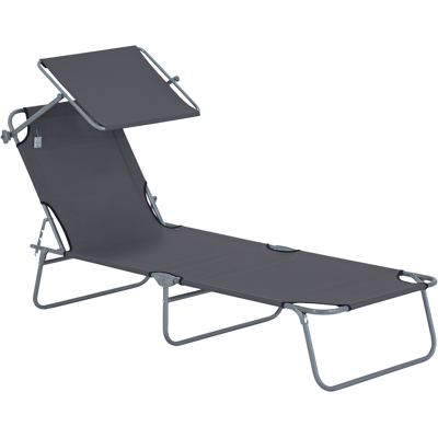 ARRIGONI Bain De Soleil Pliant Avec Pare-soleil Dossier 4 Positions 120 Kg Gris - Publicité ARRIGONI Bain De Soleil Pliant Avec Pare-soleil Dossier 4 Positions 120 Kg Gris - Publicité
