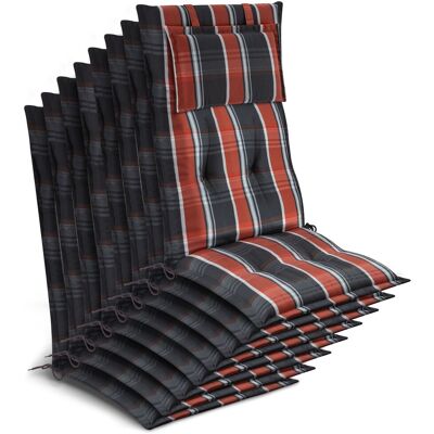 BEAUTISSU 8 Coussins De Chaise De Jardin À Dossier Haut 120 X 50 X 7 Cm, À Carreaux Gris-orange-blanc - Publicité BEAUTISSU 8 Coussins De Chaise De Jardin À Dossier Haut 120 X 50 X 7 Cm, À Carreaux Gris-orange-blanc - Publicité