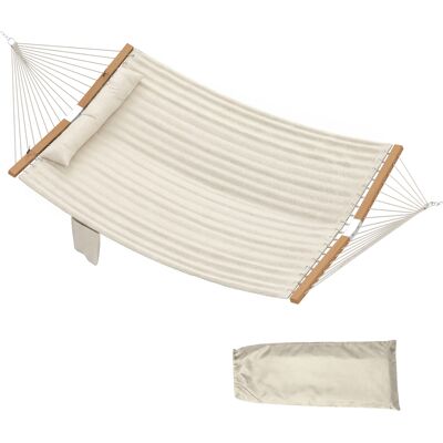 ARRIGONI Hamac Suspendu 325 Cm Avec Oreiller Extra-long, Tissu Matelassé, Poche Pour Magazines, Intérieur Et Extérieur, Crème - Publicité ARRIGONI Hamac Suspendu 325 Cm Avec Oreiller Extra-long, Tissu Matelassé, Poche Pour Magazines, Intérieur Et Extérieur, Crème - Publicité