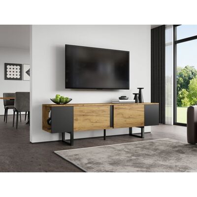 ARRIGONI Meuble Tv 180 X 40 X 55 Cm, Meuble Bas Tv, Console Tv Avec 2 Armoires Et Espaces De Rangement Ouverts De Chaque Côté, Table Tv, Support Tv, Meuble De Salon, Adapté Aux Téléviseurs Jusqu’à 75 Pouces - Publicité ARRIGONI Meuble Tv 180 X 40 X 55 Cm, Meuble Bas Tv, Console Tv Avec 2 Armoires Et Espaces De Rangement Ouverts De Chaque Côté, Table Tv, Support Tv, Meuble De Salon, Adapté Aux Téléviseurs Jusqu’à 75 Pouces - Publicité