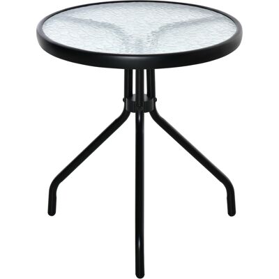 ARRIGONI Table Basse De Jardin Ronde Plateau En Verre Structure Metal Φ50x55cm Noir - Publicité ARRIGONI Table Basse De Jardin Ronde Plateau En Verre Structure Metal Φ50x55cm Noir - Publicité