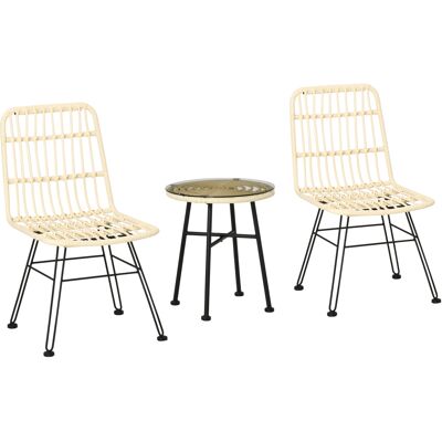 HEAT Ensemble Bistro De Jardin 3 Pièces : 2 Chaises + Table Basse Ronde En Verre Trempé + 2 Coussins Amovibles Avec Fermeture Éclair (polyester, Résine Tressée Pe, Métal Galvanisé), Ø 45 X 50 Cm, Couleur C - Publicité HEAT Ensemble Bistro De Jardin 3 Pièces : 2 Chaises + Table Basse Ronde En Verre Trempé + 2 Coussins Amovibles Avec Fermeture Éclair (polyester, Résine Tressée Pe, Métal Galvanisé), Ø 45 X 50 Cm, Couleur C - Publicité