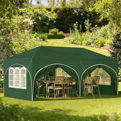 ANGEL CERDA Gazebo 3x6m, Avec 6 Panneaux Latéraux, Tente De Réception, Déperlant, Protection Uv 50+, Hauteur Réglable, Vert - Publicité ANGEL CERDA Gazebo 3x6m, Avec 6 Panneaux Latéraux, Tente De Réception, Déperlant, Protection Uv 50+, Hauteur Réglable, Vert - Publicité