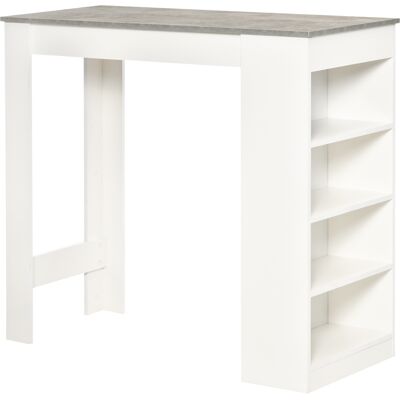OEM Table De Bar Pour 2 Personnes, Table Haute Mange Debout Avec 4 Étagères Ouvertes, 115x50x102,7cm, Blanc Et Gris - Publicité OEM Table De Bar Pour 2 Personnes, Table Haute Mange Debout Avec 4 Étagères Ouvertes, 115x50x102,7cm, Blanc Et Gris - Publicité