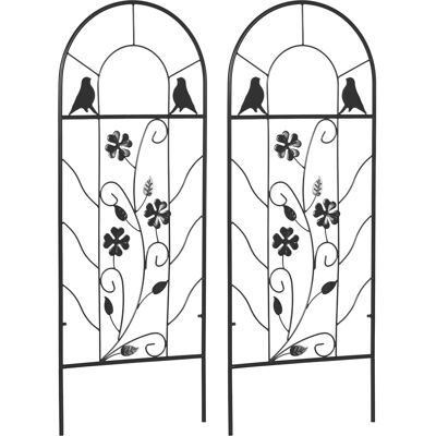 ARRIGONI Treillis De Jardin Lot De 2 Support Pour Plantes Grimpantes En Métal - 38 X 98 Cm Noir - Publicité ARRIGONI Treillis De Jardin Lot De 2 Support Pour Plantes Grimpantes En Métal - 38 X 98 Cm Noir - Publicité