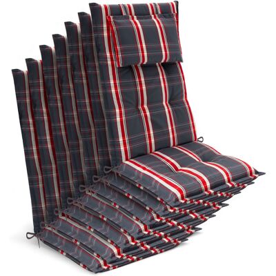 BEAUTISSU 7 Coussins De Chaise De Jardin À Dossier Haut 120 X 50 X 7 Cm, À Carreaux Gris Et Rouges - Publicité BEAUTISSU 7 Coussins De Chaise De Jardin À Dossier Haut 120 X 50 X 7 Cm, À Carreaux Gris Et Rouges - Publicité