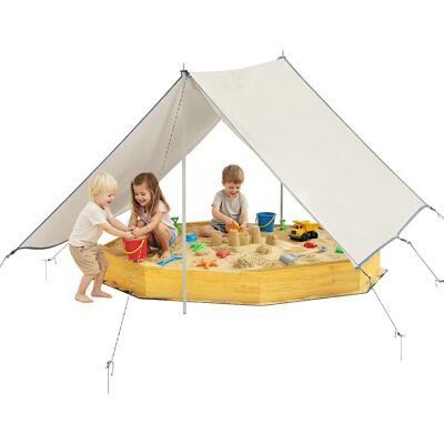 HEAT Bac À Sable En Bois Avec Pare-soleil, Bac À Sable Extérieur Pour Enfants Avec 4 Bancs, Bâche De Sol, Jaune - Publicité HEAT Bac À Sable En Bois Avec Pare-soleil, Bac À Sable Extérieur Pour Enfants Avec 4 Bancs, Bâche De Sol, Jaune - Publicité