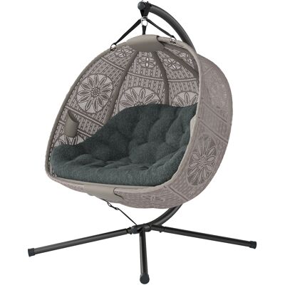 OEM Fauteuil Suspendu Avec Support, Balancelle Suspendue En Forme D'Œuf Avec Coussin Amovible Et Lavable, Hamac Pour 2 Personnes, Fauteuil À Bascule D'Intérieur/extérieur, Sable Et Noir - Publicité OEM Fauteuil Suspendu Avec Support, Balancelle Suspendue En Forme D'Œuf Avec Coussin Amovible Et Lavable, Hamac Pour 2 Personnes, Fauteuil À Bascule D'Intérieur/extérieur, Sable Et Noir - Publicité
