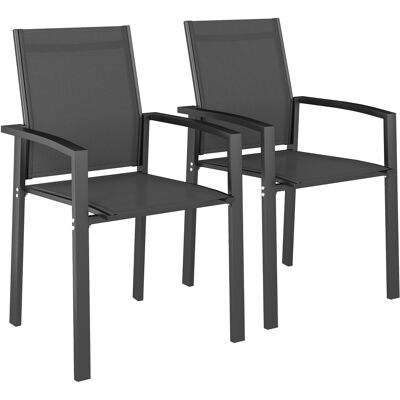 ARRIGONI Lot De 2 Chaises De Jardin Chaises Empilables D'Extérieur Respirant Avec Accoudoirs Aluminium 56 X 58 X 89 Cm Gris Foncé - Publicité ARRIGONI Lot De 2 Chaises De Jardin Chaises Empilables D'Extérieur Respirant Avec Accoudoirs Aluminium 56 X 58 X 89 Cm Gris Foncé - Publicité
