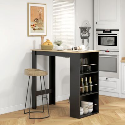 SANMINE HABITAT Table De Bar Table Haute De Cuisine Mange-debout Comptoir - Dim. 112l X 57l X 106h Cm - 3 Étagères - Noir - Publicité SANMINE HABITAT Table De Bar Table Haute De Cuisine Mange-debout Comptoir - Dim. 112l X 57l X 106h Cm - 3 Étagères - Noir - Publicité