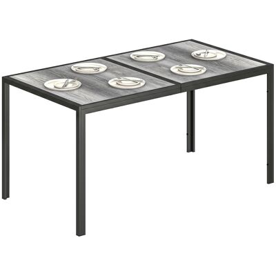 ARRIGONI Table De Jardin Pour 4 À 6 Personnes, Table À Manger Extérieure Avec Plateau À Effet Bois, 150 X 80 X 74 Cm, Gris - Publicité ARRIGONI Table De Jardin Pour 4 À 6 Personnes, Table À Manger Extérieure Avec Plateau À Effet Bois, 150 X 80 X 74 Cm, Gris - Publicité