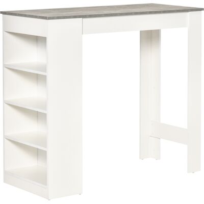 Generic Table De Bar Pour 2 Personnes, Table Haute Mange Debout Avec 4 Étagères Ouvertes, 115x50x102,7cm, Blanc Et Gris - Publicité Generic Table De Bar Pour 2 Personnes, Table Haute Mange Debout Avec 4 Étagères Ouvertes, 115x50x102,7cm, Blanc Et Gris - Publicité