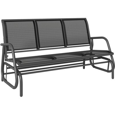 ARRIGONI Banc À Bascule De Jardin 3 Places Design Contemporain Grand Confort Accoudoirs Assise Et Dossier Ergonomique Acier Textilène Noir - Publicité ARRIGONI Banc À Bascule De Jardin 3 Places Design Contemporain Grand Confort Accoudoirs Assise Et Dossier Ergonomique Acier Textilène Noir - Publicité