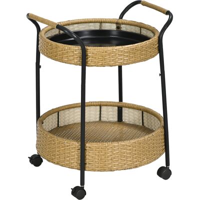 ACKERMAN Desserte Sur Roues, Ø50 X 66 Cm, Chariot En Rotin Avec 2 Étagères, Chariot De Jardin, Chariot De Cuisine Rond Avec Poignées, Chariot-bar D'Extérieur, Naturel - Publicité ACKERMAN Desserte Sur Roues, Ø50 X 66 Cm, Chariot En Rotin Avec 2 Étagères, Chariot De Jardin, Chariot De Cuisine Rond Avec Poignées, Chariot-bar D'Extérieur, Naturel - Publicité