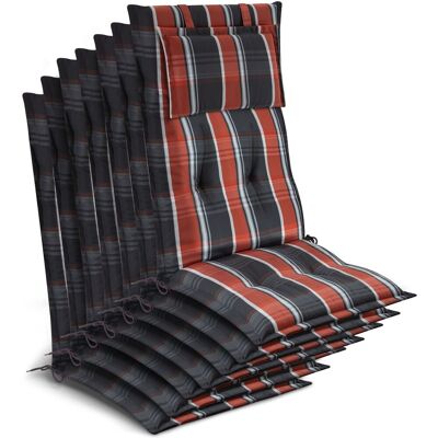 BEAUTISSU 7 Coussins De Siège De Jardin À Dossier Haut 120 X 50 X 7 Cm, À Carreaux Gris-orange-blanc - Publicité BEAUTISSU 7 Coussins De Siège De Jardin À Dossier Haut 120 X 50 X 7 Cm, À Carreaux Gris-orange-blanc - Publicité