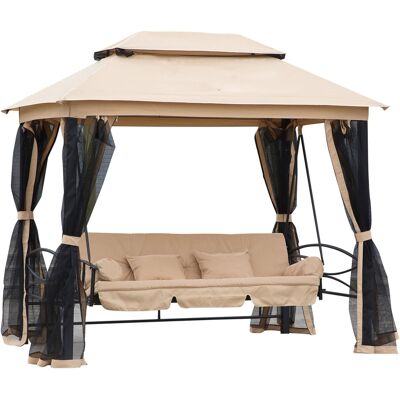 ARRIGONI Balancoire De Jardin Hollywood Avec Parois Laterales 3 Places Beige 256 X 172 X 248 Cm - Publicité ARRIGONI Balancoire De Jardin Hollywood Avec Parois Laterales 3 Places Beige 256 X 172 X 248 Cm - Publicité