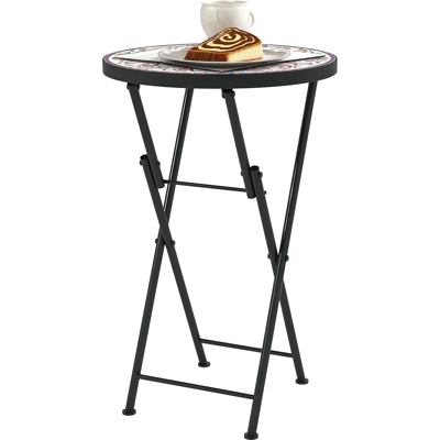 ARRIGONI Table De Jardin En Mosaique Table De Terrasse Ronde Pliable Avec Cadre En Metal Et Plateau En Ceramique Multicolore - Publicité ARRIGONI Table De Jardin En Mosaique Table De Terrasse Ronde Pliable Avec Cadre En Metal Et Plateau En Ceramique Multicolore - Publicité