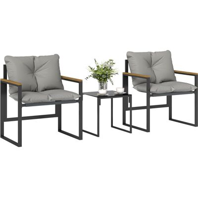ARRIGONI Salon De Jardin 3 Pièces 2 Places Avec 2 Fauteuils 1 Table Basse, Plateau En Verre Trempé Et Coussins, Gris - Publicité ARRIGONI Salon De Jardin 3 Pièces 2 Places Avec 2 Fauteuils 1 Table Basse, Plateau En Verre Trempé Et Coussins, Gris - Publicité