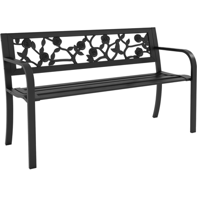 ARRIGONI Banc De Jardin 2 Places En Acier Avec Dossier Decore Et Accoudoirs 127x50x75 Cm Noir - Publicité ARRIGONI Banc De Jardin 2 Places En Acier Avec Dossier Decore Et Accoudoirs 127x50x75 Cm Noir - Publicité