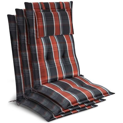 BEAUTISSU 3 Coussins De Chaise De Jardin À Dossier Haut 120 X 50 X 7 Cm, À Carreaux Gris-orange-blanc - Publicité BEAUTISSU 3 Coussins De Chaise De Jardin À Dossier Haut 120 X 50 X 7 Cm, À Carreaux Gris-orange-blanc - Publicité