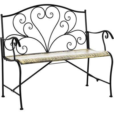 ARRIGONI Banc De Jardin En Fer Style Vintage 2 Places Noir - Publicité ARRIGONI Banc De Jardin En Fer Style Vintage 2 Places Noir - Publicité