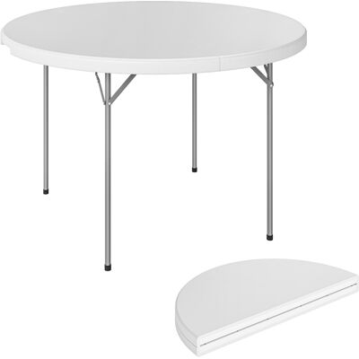 ARRIGONI Table De Camping Pliable Rotondo En Métal Et Pehd, 120x120x74 Cm, Blanc - Publicité ARRIGONI Table De Camping Pliable Rotondo En Métal Et Pehd, 120x120x74 Cm, Blanc - Publicité