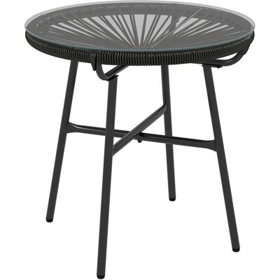 HEAT Table De Jardin Style Bohème, Table D'Appoint D'Extérieur, Rotin Pe, Verre Trempé, Résistante Aux Intempéries, 50 Cm X 50 Cm X 50 Cm, Noire - Publicité HEAT Table De Jardin Style Bohème, Table D'Appoint D'Extérieur, Rotin Pe, Verre Trempé, Résistante Aux Intempéries, 50 Cm X 50 Cm X 50 Cm, Noire - Publicité