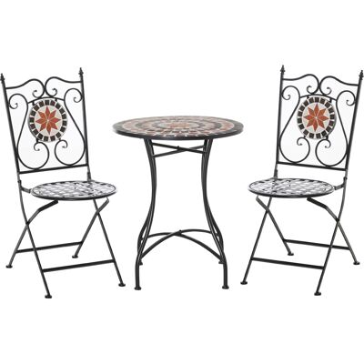 ARRIGONI Outsunny Ensemble Bistro 2 Places 3 Pièces Style Fer Forgé Mosaïque Céramique Motif Rose Des Vents Chaises Pliables Métal Époxy Noir - Publicité ARRIGONI Outsunny Ensemble Bistro 2 Places 3 Pièces Style Fer Forgé Mosaïque Céramique Motif Rose Des Vents Chaises Pliables Métal Époxy Noir - Publicité
