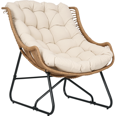 ARRIGONI Chaise De Jardin Chaise D'Extérieur En Rotin Pe Avec Coussin Dim. 75l X 101p X 90h Cm Naturel - Publicité ARRIGONI Chaise De Jardin Chaise D'Extérieur En Rotin Pe Avec Coussin Dim. 75l X 101p X 90h Cm Naturel - Publicité