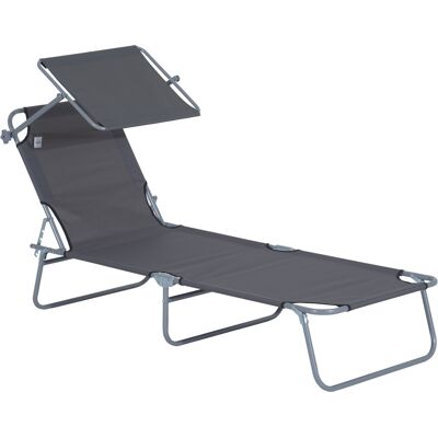 ACKERMAN Transat Pliable, Chaise Longue De Jardin Avec Protection Solaire, Gris 187 X 58 X 36 Cm, Idéal Pour Plage Et Terrasse - Publicité ACKERMAN Transat Pliable, Chaise Longue De Jardin Avec Protection Solaire, Gris 187 X 58 X 36 Cm, Idéal Pour Plage Et Terrasse - Publicité