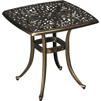 ARRIGONI Table De Jardin Vintage En Fonte D'Aluminium Avec Trou Pour Parasol Bronze 54x54x52,5 Cm - Publicité ARRIGONI Table De Jardin Vintage En Fonte D'Aluminium Avec Trou Pour Parasol Bronze 54x54x52,5 Cm - Publicité
