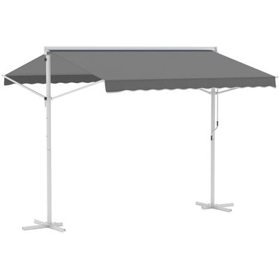 ACKERMAN Marquise Rétractable Outsunny 3x3m Avec Bras Articulé Et Manivelle, Marquise De Terrasse Grise Pour Protection Solaire Et Loisirs - Publicité ACKERMAN Marquise Rétractable Outsunny 3x3m Avec Bras Articulé Et Manivelle, Marquise De Terrasse Grise Pour Protection Solaire Et Loisirs - Publicité
