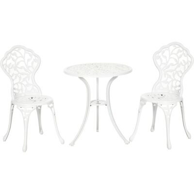 ARRIGONI Ensemble De Jardin 3 Pieces En Aluminium Blanc 2 Chaises D'Exterieur 45x42x85.5 Cm Et Table Ronde O61x66.5 Cm - Publicité ARRIGONI Ensemble De Jardin 3 Pieces En Aluminium Blanc 2 Chaises D'Exterieur 45x42x85.5 Cm Et Table Ronde O61x66.5 Cm - Publicité