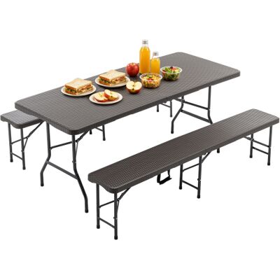 OEM Table De Camping À 6 Pieds Avec 2 Bancs, Ensemble De Camping À 3 Pièces, Dessus En Polyéthylène Haute Densité Avec Motif Arbre, Système De Verrouillage Sécurisé, Résistant Aux Uv Et Imperméable, Coule - Publicité OEM Table De Camping À 6 Pieds Avec 2 Bancs, Ensemble De Camping À 3 Pièces, Dessus En Polyéthylène Haute Densité Avec Motif Arbre, Système De Verrouillage Sécurisé, Résistant Aux Uv Et Imperméable, Coule - Publicité