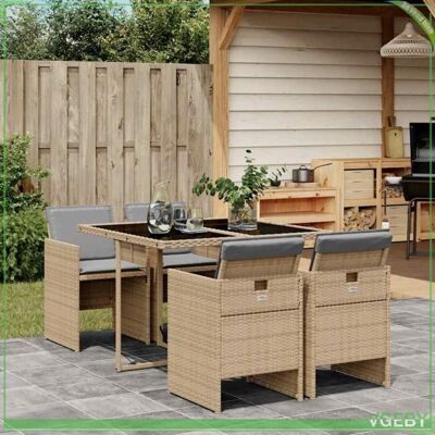 OEM Ensemble À Manger De Jardin - Fafeicy - 3210540 - Résine Tressée Beige - Dessus Verre Trempé - Chaises Pliables 4 Places - Publicité OEM Ensemble À Manger De Jardin - Fafeicy - 3210540 - Résine Tressée Beige - Dessus Verre Trempé - Chaises Pliables 4 Places - Publicité