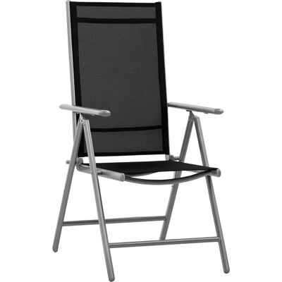 ARRIGONI Chaise De Jardin Pliante En Aluminium Et Textilène Dossier Reglable 7 Positions Noir 65x55x85-105cm - Publicité ARRIGONI Chaise De Jardin Pliante En Aluminium Et Textilène Dossier Reglable 7 Positions Noir 65x55x85-105cm - Publicité