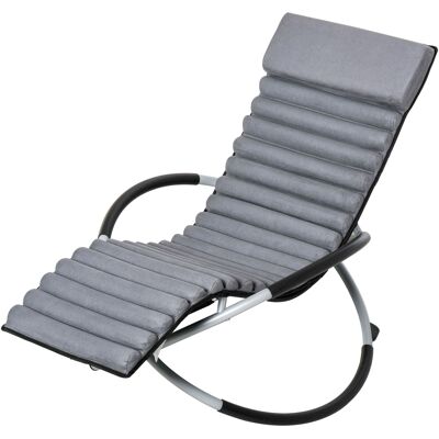 ARRIGONI Chaise Longue À Bascule Pliable Rocking Chair Design Contemporain Avec Matelas Revêtement Aspect Daim Métal Textilène Gris Noir - Publicité ARRIGONI Chaise Longue À Bascule Pliable Rocking Chair Design Contemporain Avec Matelas Revêtement Aspect Daim Métal Textilène Gris Noir - Publicité