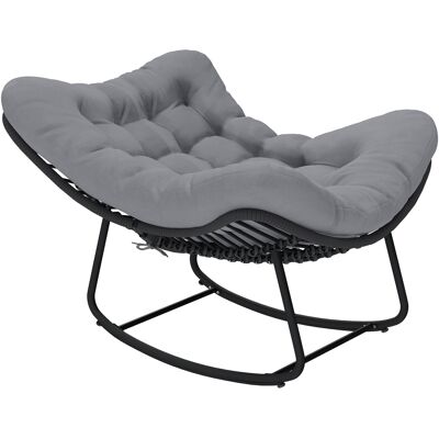 ARRIGONI Fauteuil A Bascule En Rotin Avec Coussin Moelleux Pour Jardin Balcon Gris Fonce - Publicité ARRIGONI Fauteuil A Bascule En Rotin Avec Coussin Moelleux Pour Jardin Balcon Gris Fonce - Publicité