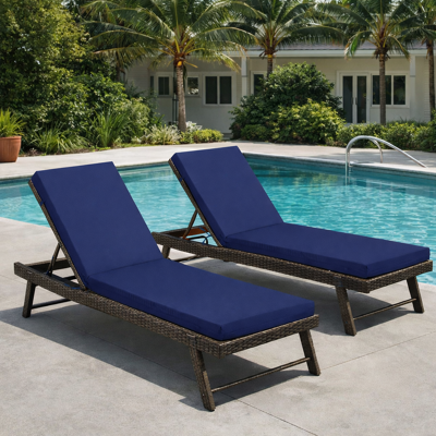 OKWISH Coussin Extérieur De Rechange Pour Bain De Soleil, Avec Sangles De Fixation Et Rembourrage En Mousse, En Polyester Bleu - Publicité OKWISH Coussin Extérieur De Rechange Pour Bain De Soleil, Avec Sangles De Fixation Et Rembourrage En Mousse, En Polyester Bleu - Publicité