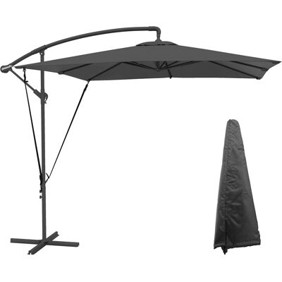 ARRIGONI Parasol Déporté Parasol De Jardin Extérieur Toile Ajustable 8 Baleines Base En Croix Manivelle, 2,5 X 2,5 M, Gris Foncé - Publicité ARRIGONI Parasol Déporté Parasol De Jardin Extérieur Toile Ajustable 8 Baleines Base En Croix Manivelle, 2,5 X 2,5 M, Gris Foncé - Publicité