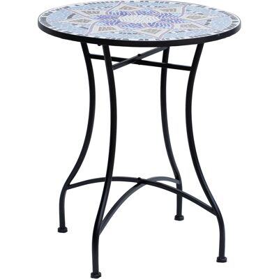 ARRIGONI Table Ronde Style Fer Forgé Bistro Plateau Mosaïque Motif Fleur Métal Époxy Anticorrosion Noir Céramique - Publicité ARRIGONI Table Ronde Style Fer Forgé Bistro Plateau Mosaïque Motif Fleur Métal Époxy Anticorrosion Noir Céramique - Publicité