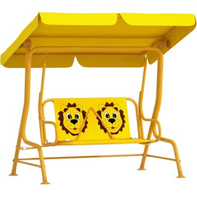 ARRIGONI Balançoire Pour Enfants 2 Places Avec Toit Reglable Et Ceintures De Securite 112x75x120 Cm Jaune - Publicité ARRIGONI Balançoire Pour Enfants 2 Places Avec Toit Reglable Et Ceintures De Securite 112x75x120 Cm Jaune - Publicité