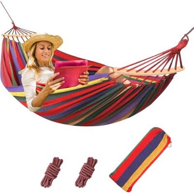 ABYSSE Hamac Suspendu, Hamac D'Extérieur Multi-personnes En Coton - 210 X 150 Cm - Charge Maximale 200 Kg - Portable Avec Sac De Transport - Pour Terrasse, Cour Ou Pelouse, 200 X 150 - Publicité ABYSSE Hamac Suspendu, Hamac D'Extérieur Multi-personnes En Coton - 210 X 150 Cm - Charge Maximale 200 Kg - Portable Avec Sac De Transport - Pour Terrasse, Cour Ou Pelouse, 200 X 150 - Publicité