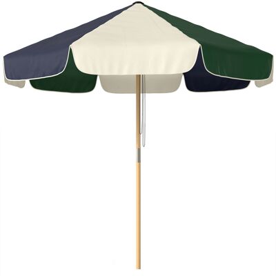 HEAT Parasol De Jardin Avec Structure Effet Bois, Toile Bicolore À 8 Baleines, Protection Uv 30+ - Publicité HEAT Parasol De Jardin Avec Structure Effet Bois, Toile Bicolore À 8 Baleines, Protection Uv 30+ - Publicité